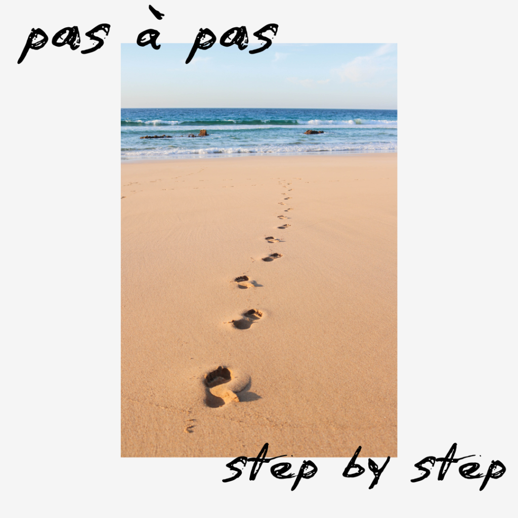 Learn French As an Expat Step by Step One day at the time (6) A beach in French Riviera where an american expat walk in the sand showing its step by step progress to master French language