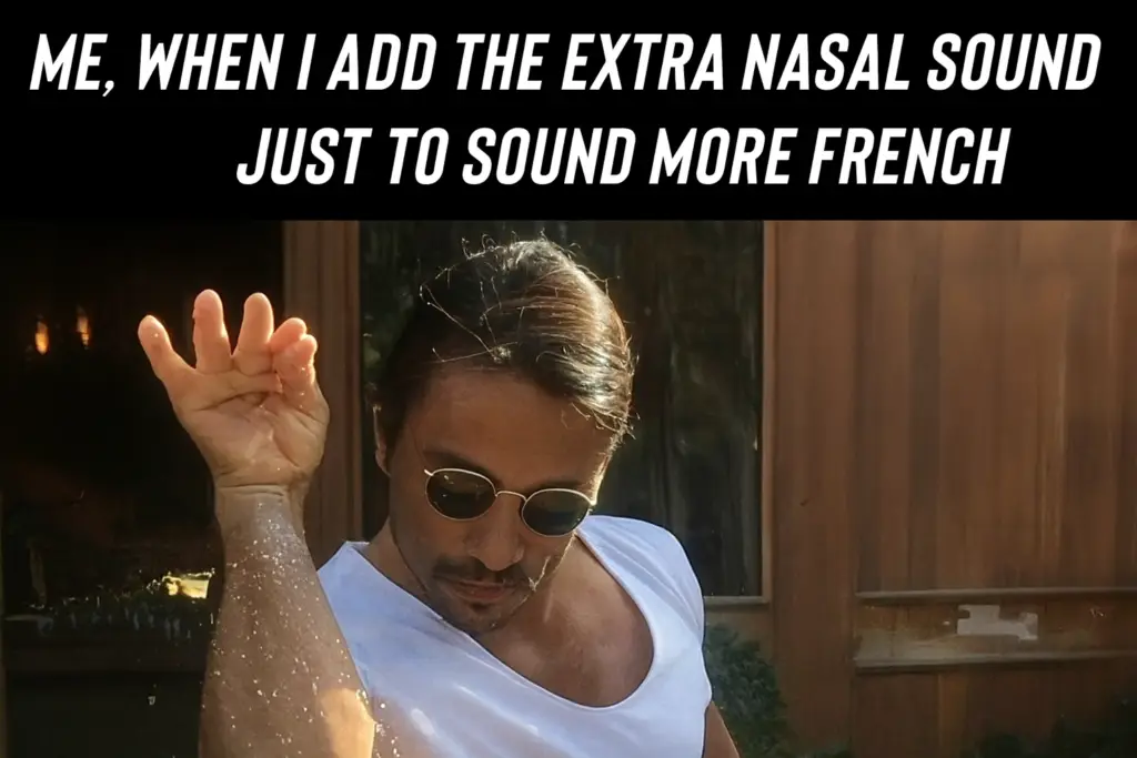 Funny meme about French language and pronunciation