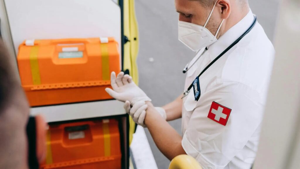 Foreign doctor preparing to work in Switzerland and learn medical French for patient care.
